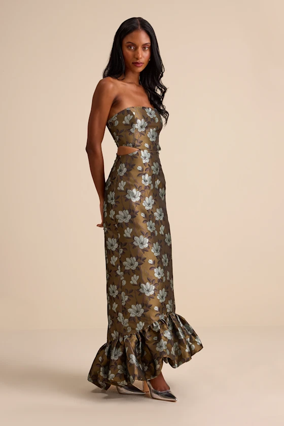 NEW Olive Bloom Reverie Gown dress