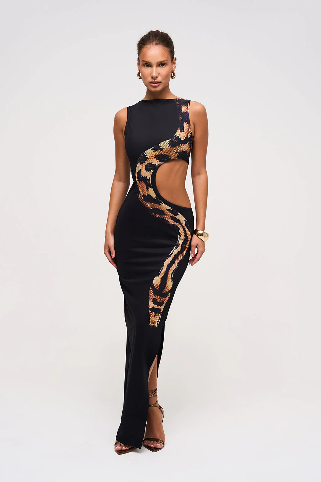 HOT Serpent Noir Slit Maxi Dress