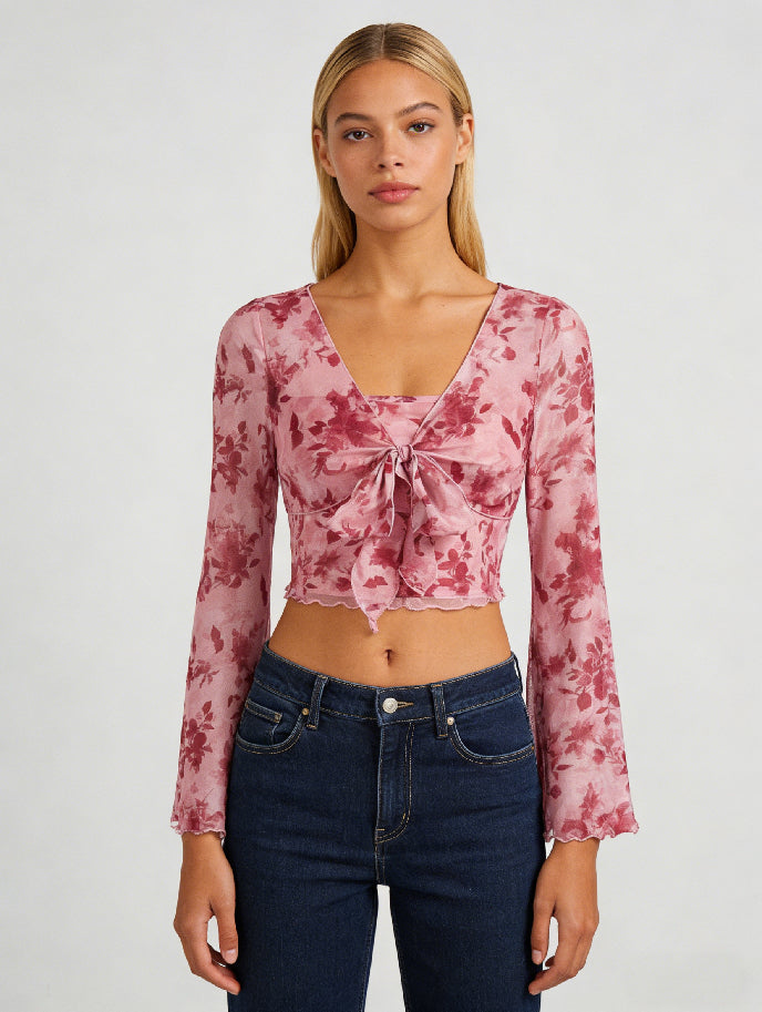 HOT Fuchsia Kiss Tie-Front Top