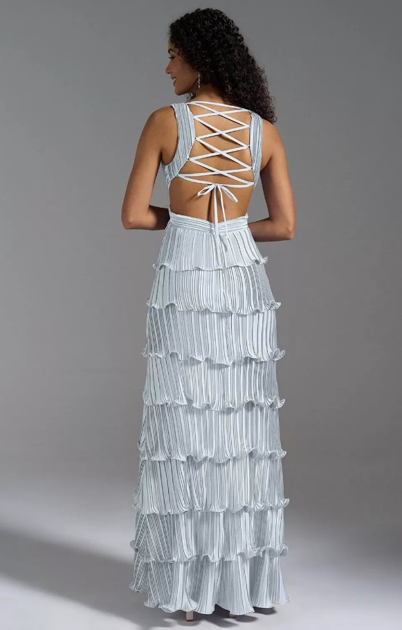 HOT Sky Whisper Backless Tiered Maxi Dress