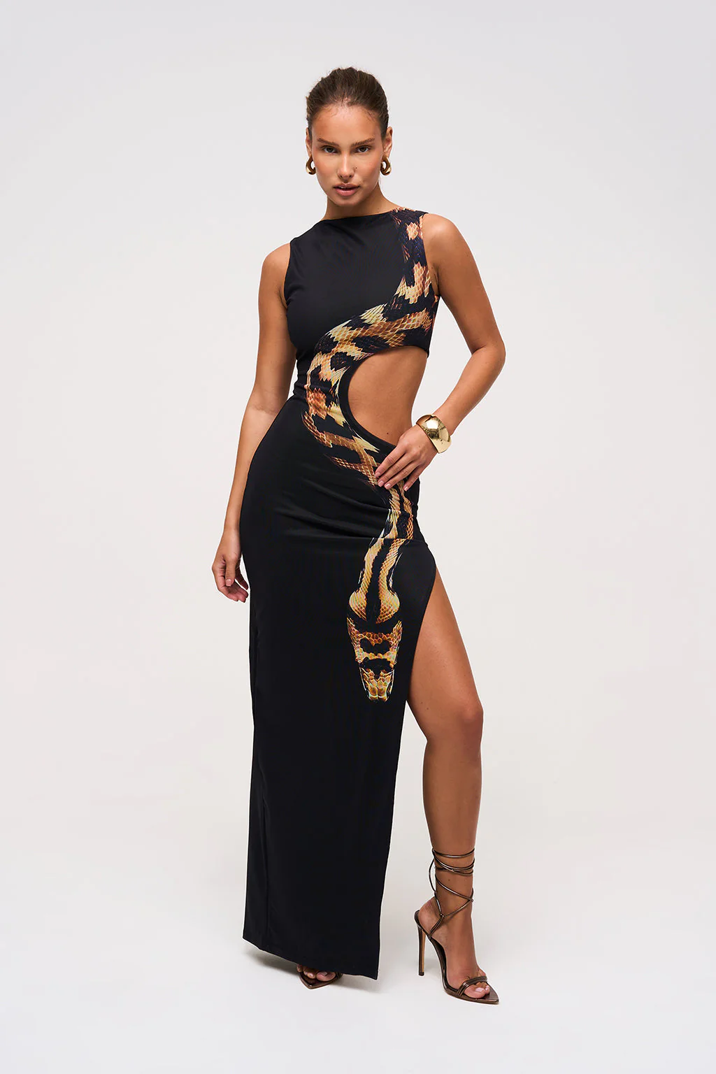 HOT Serpent Noir Slit Maxi Dress