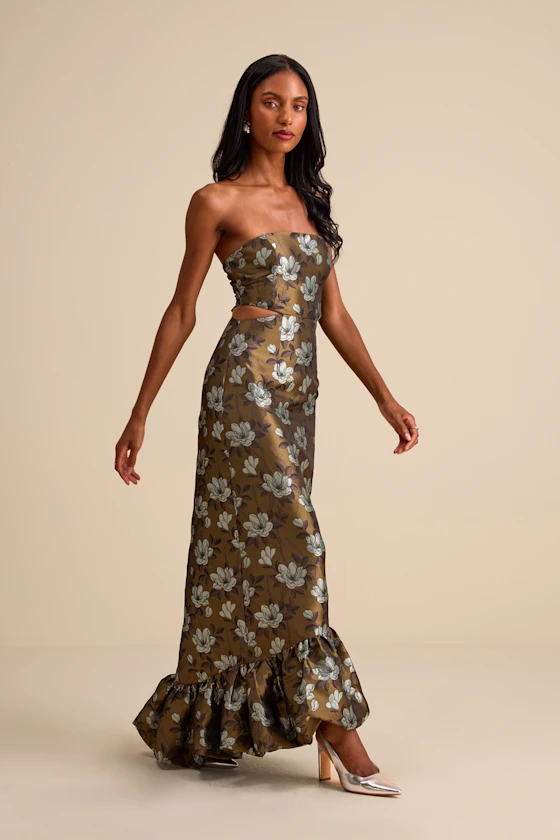 NEW Olive Bloom Reverie Gown dress