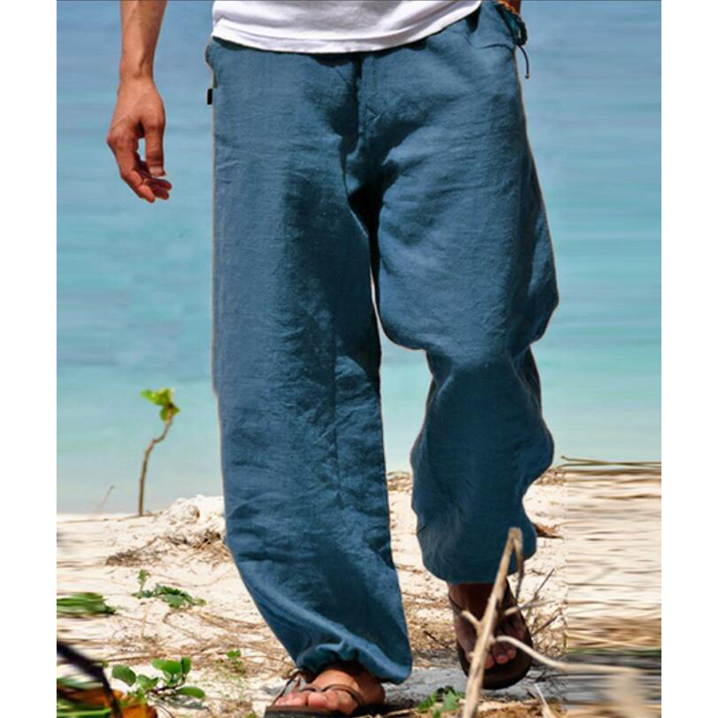 Mens Cotton And Linen Summer Beach Loose Pants