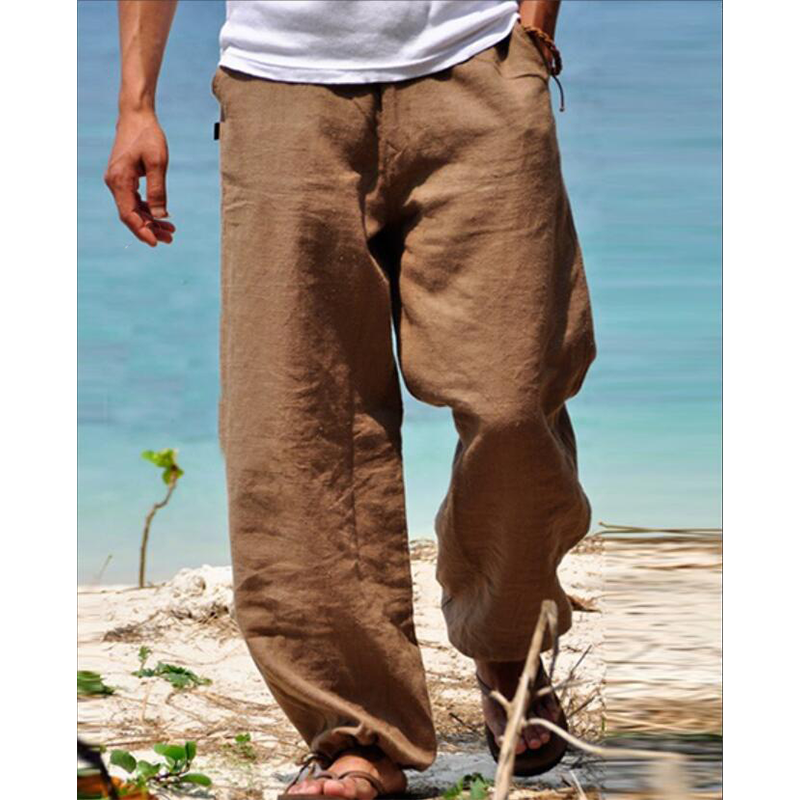 Mens Cotton And Linen Summer Beach Loose Pants
