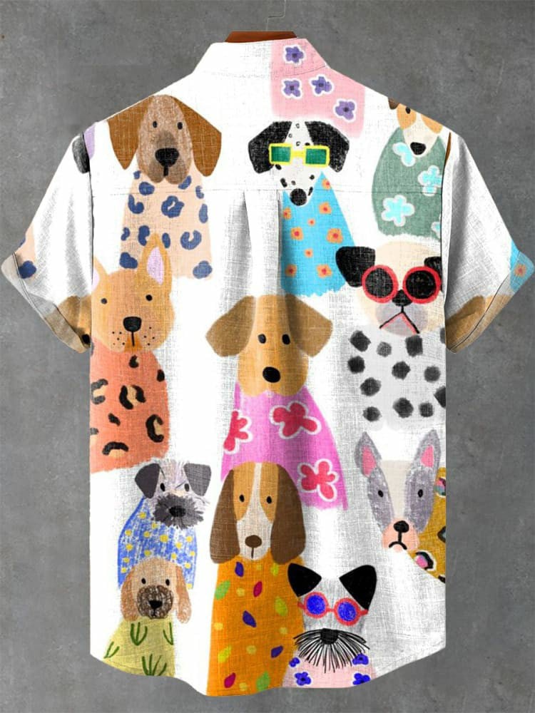 Men's Dog Hawaiian Casual Printed Shirt