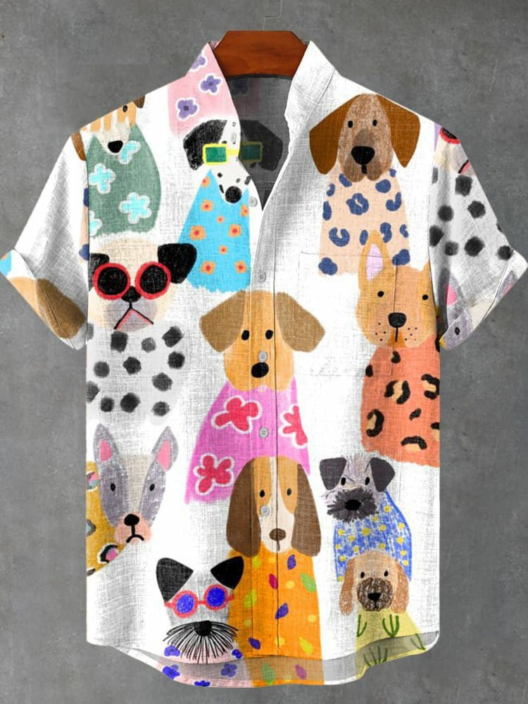 Men's Dog Hawaiian Casual Printed Shirt