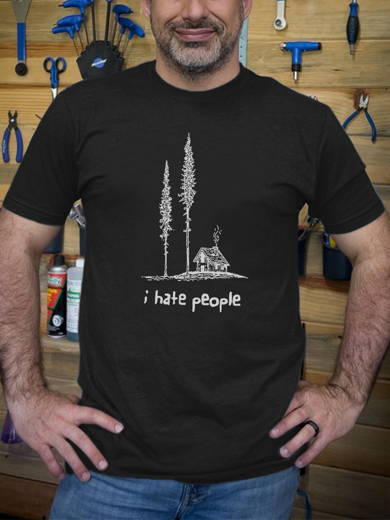 Men's I Hate People Printed Short-sleeve Crew Neck Comfy T-Shirt