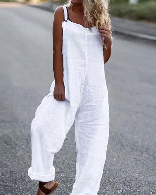 Women Linen Cotton Print Women Jumpsuit Outfit
