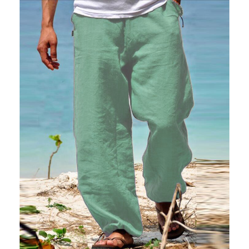 Mens Cotton And Linen Summer Beach Loose Pants