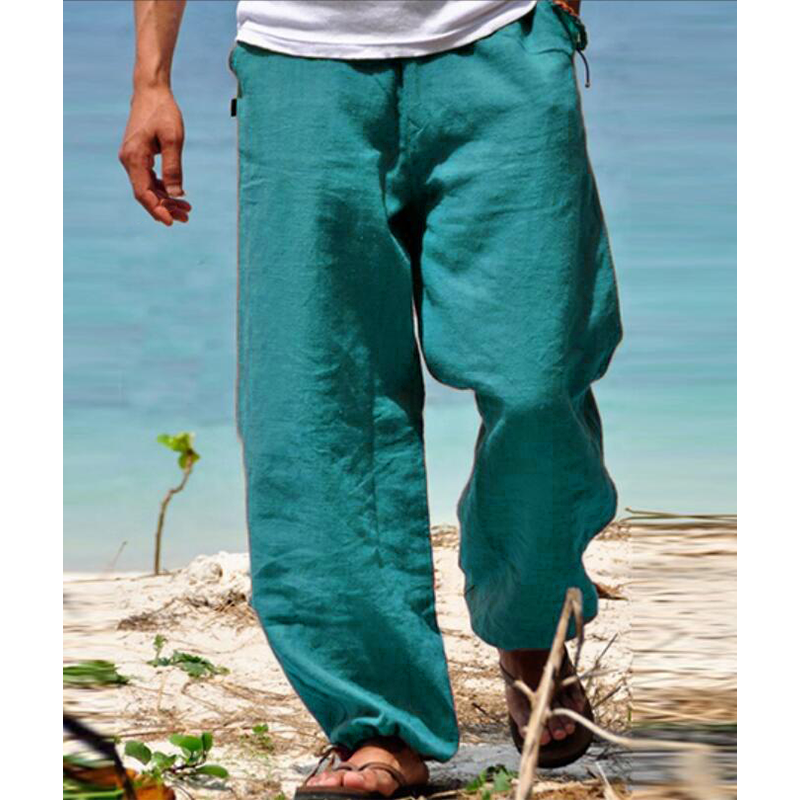 Mens Cotton And Linen Summer Beach Loose Pants