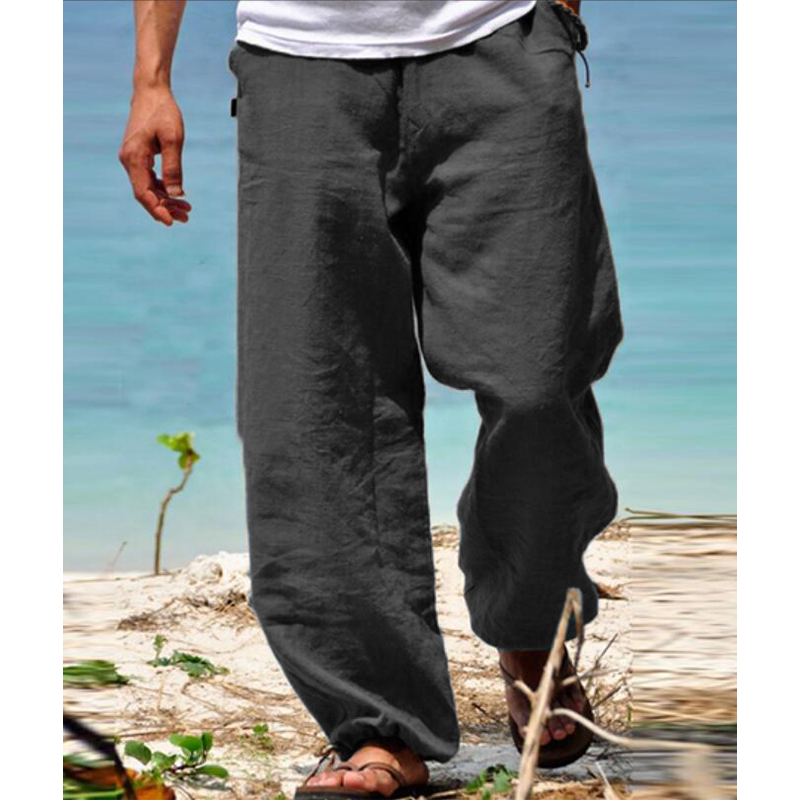 Mens Cotton And Linen Summer Beach Loose Pants