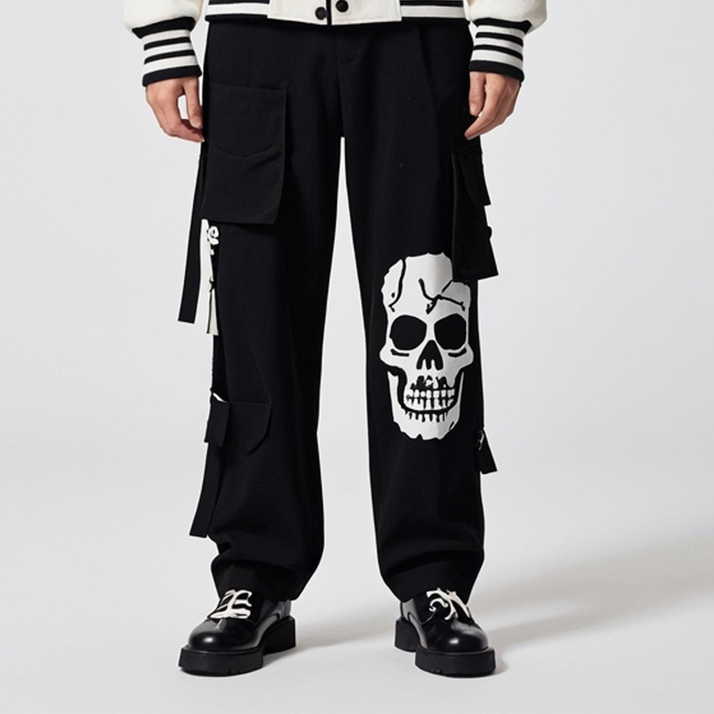 Fashion skull print loose trousers