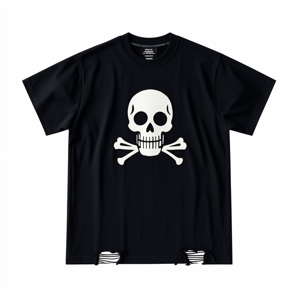 Skull print crew neck T-shirt