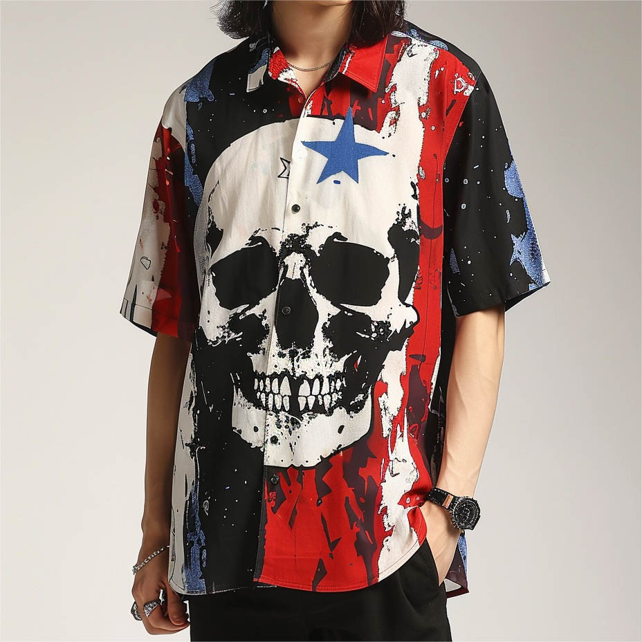 Classic Cool Skull Print Short Sleeve Shirt
