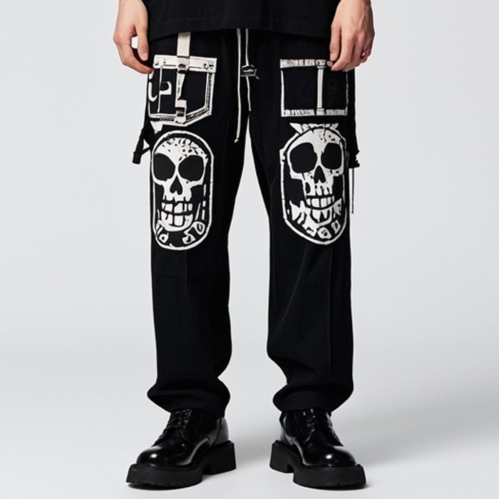 Fashion skull print loose trousers