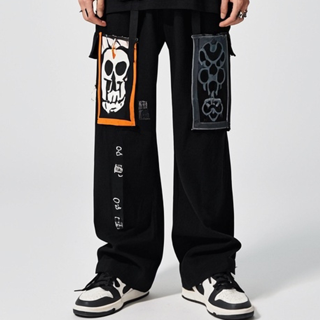 Fashion skull print loose trousers