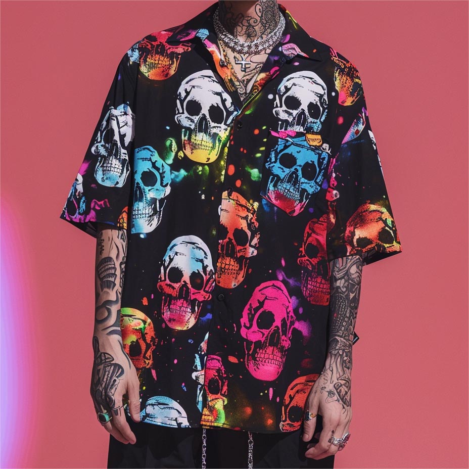 Classic Cool Skull Print Short Sleeve Shirt