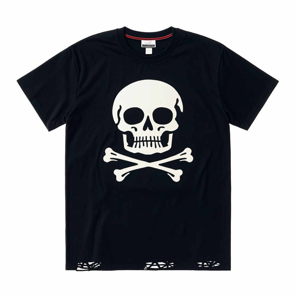 Skull print crew neck T-shirt