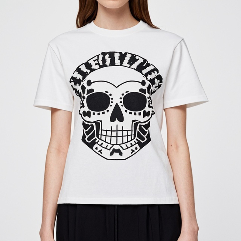 Skull print crew neck T-shirt