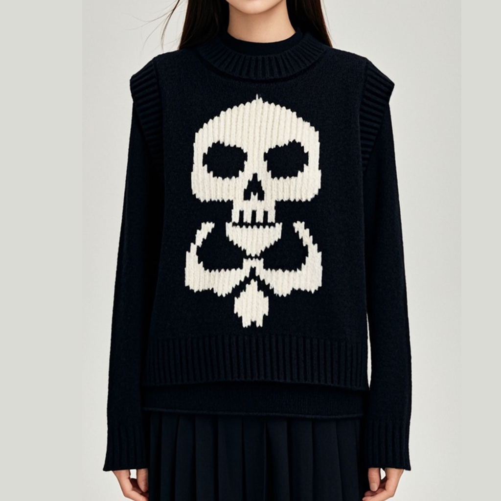 Street Fashion Skull Print Knitted Vest
