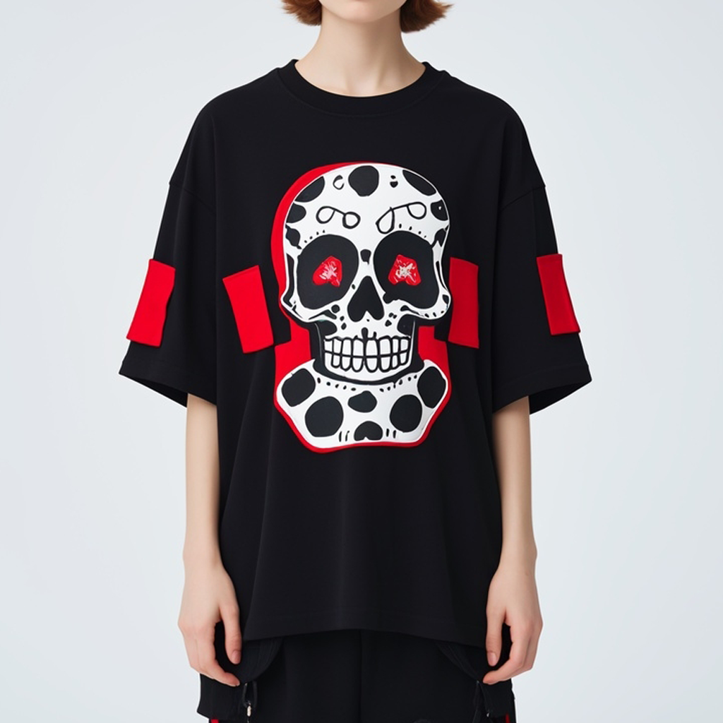 Skull print crew neck T-shirt