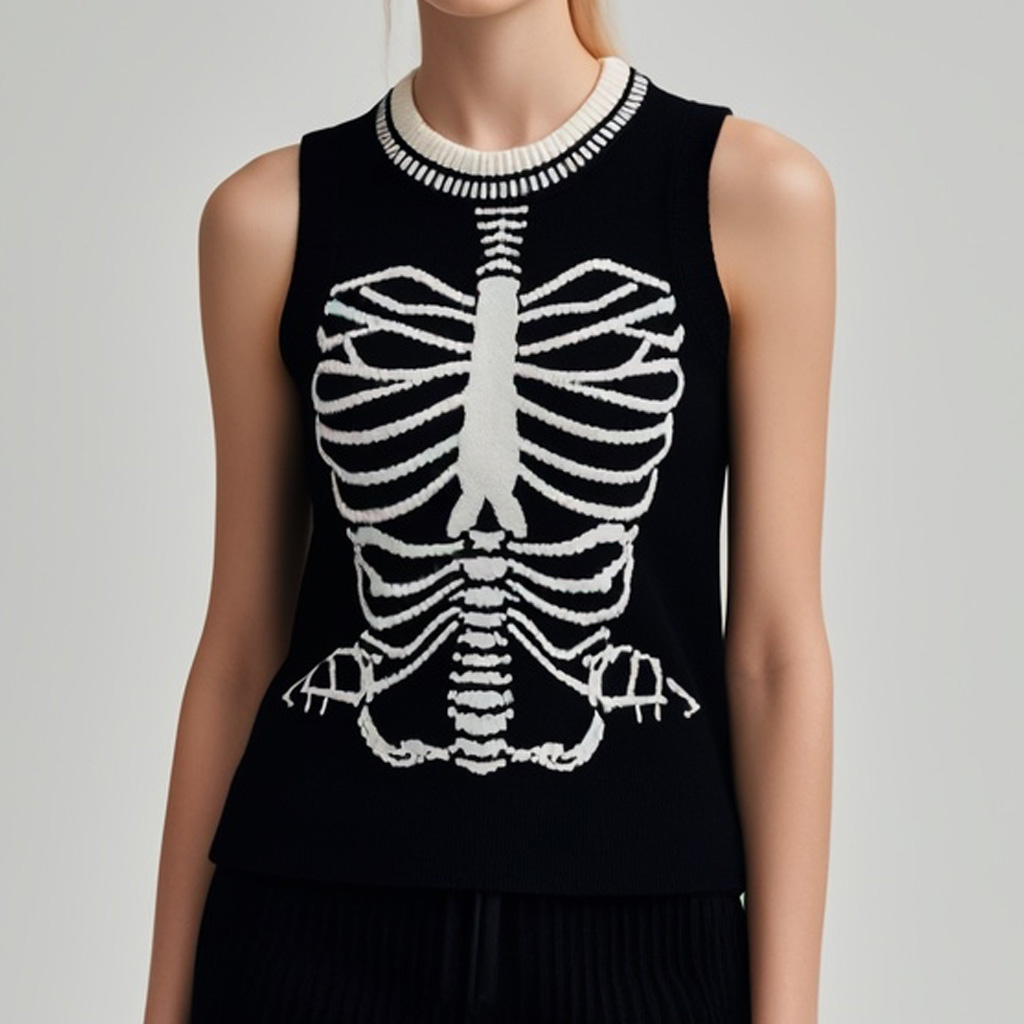 Classic Fashion Skull Print Knitted Vest