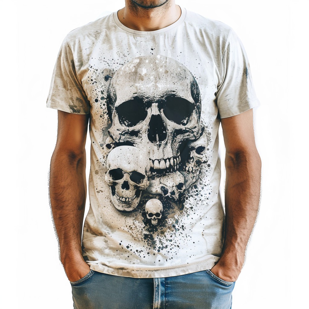 Street Fashion Skull Print Round Neck T-Shirt