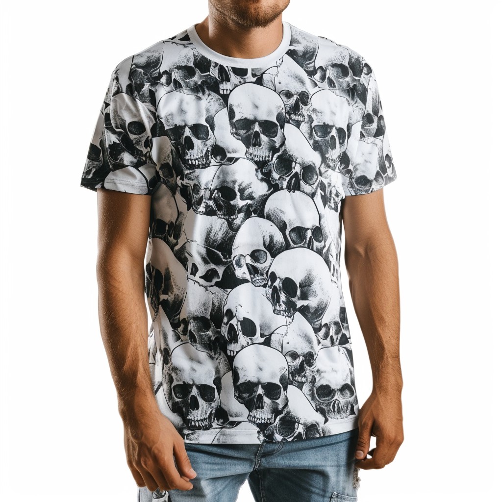 Street Fashion Skull Print Round Neck T-Shirt