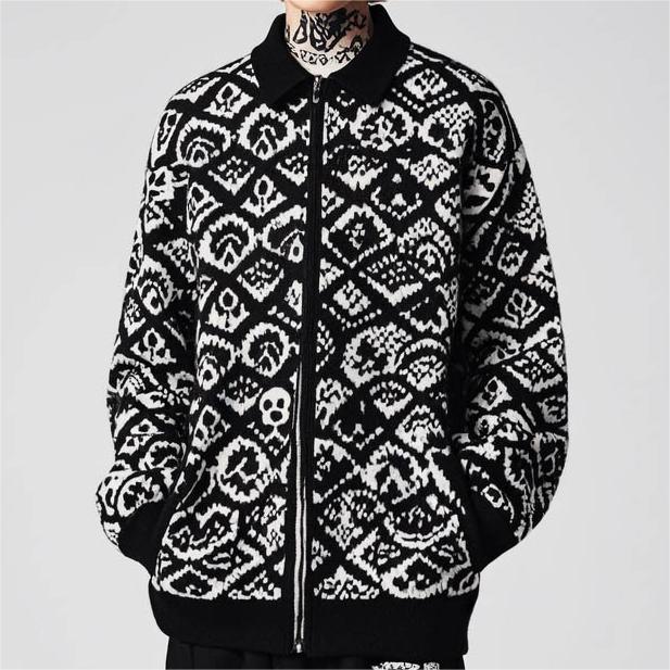 Classic and stylish skull print knitted cardigan