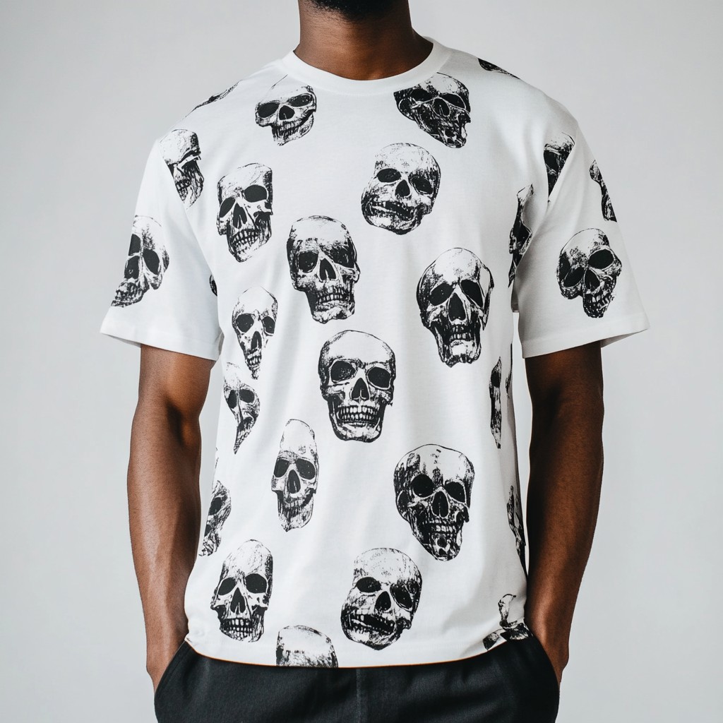Street Fashion Skull Print Round Neck T-Shirt