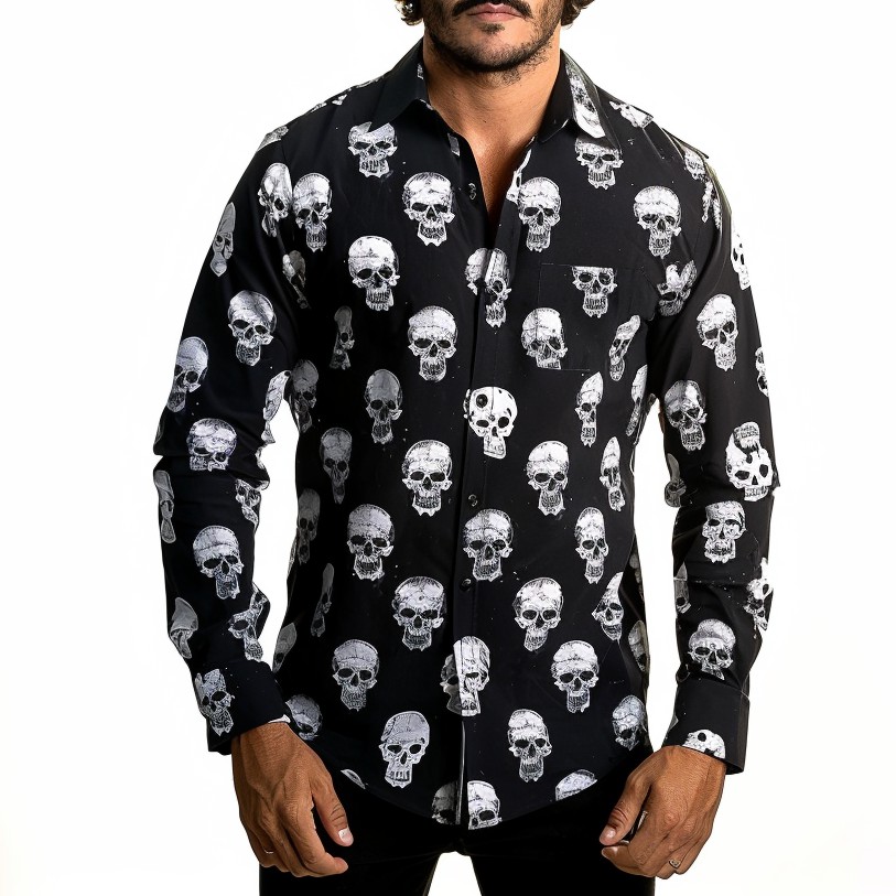 Street Fashion Skull Print Long Sleeve Shirt