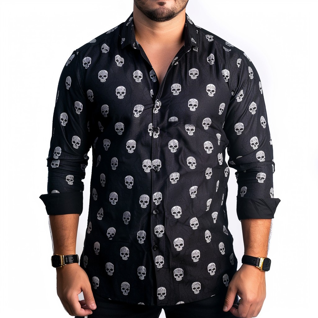 Street Fashion Skull Print Long Sleeve Shirt