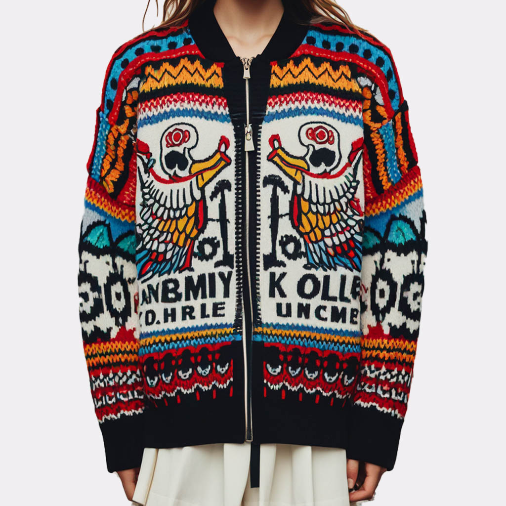 Classic and stylish skull print knitted cardigan