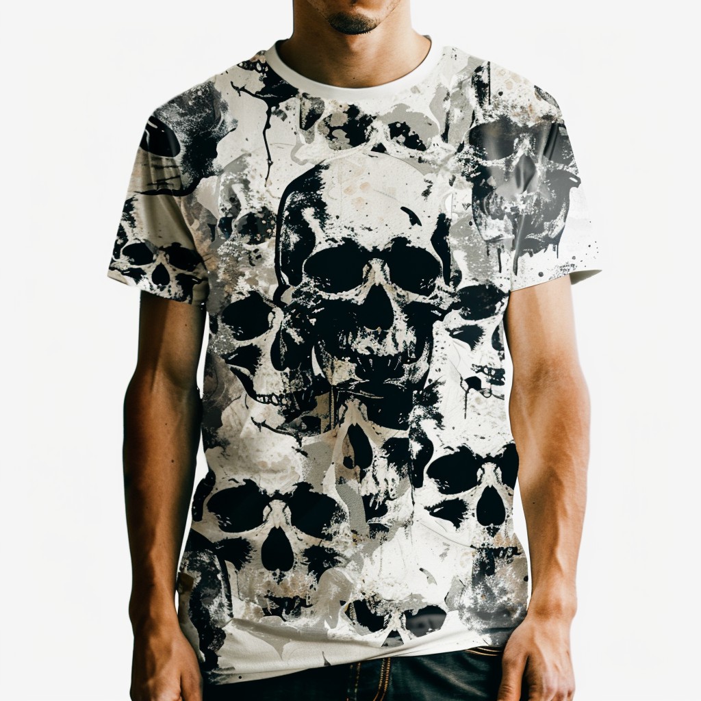 Street Fashion Skull Print Round Neck T-Shirt