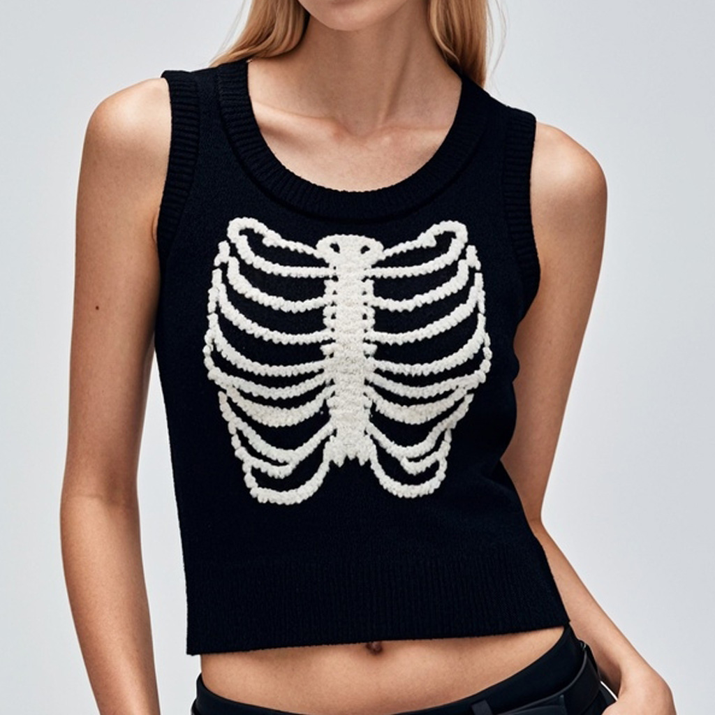 Classic Fashion Skull Print Knitted Vest