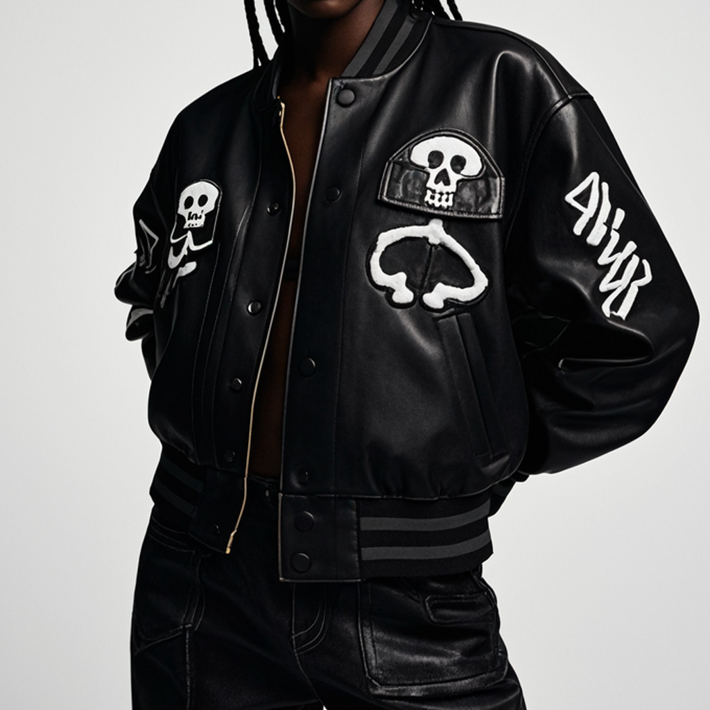 Classic Fashion Skull Print Leather Jacket