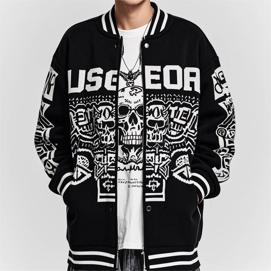 Classic and stylish skull print knitted cardigan