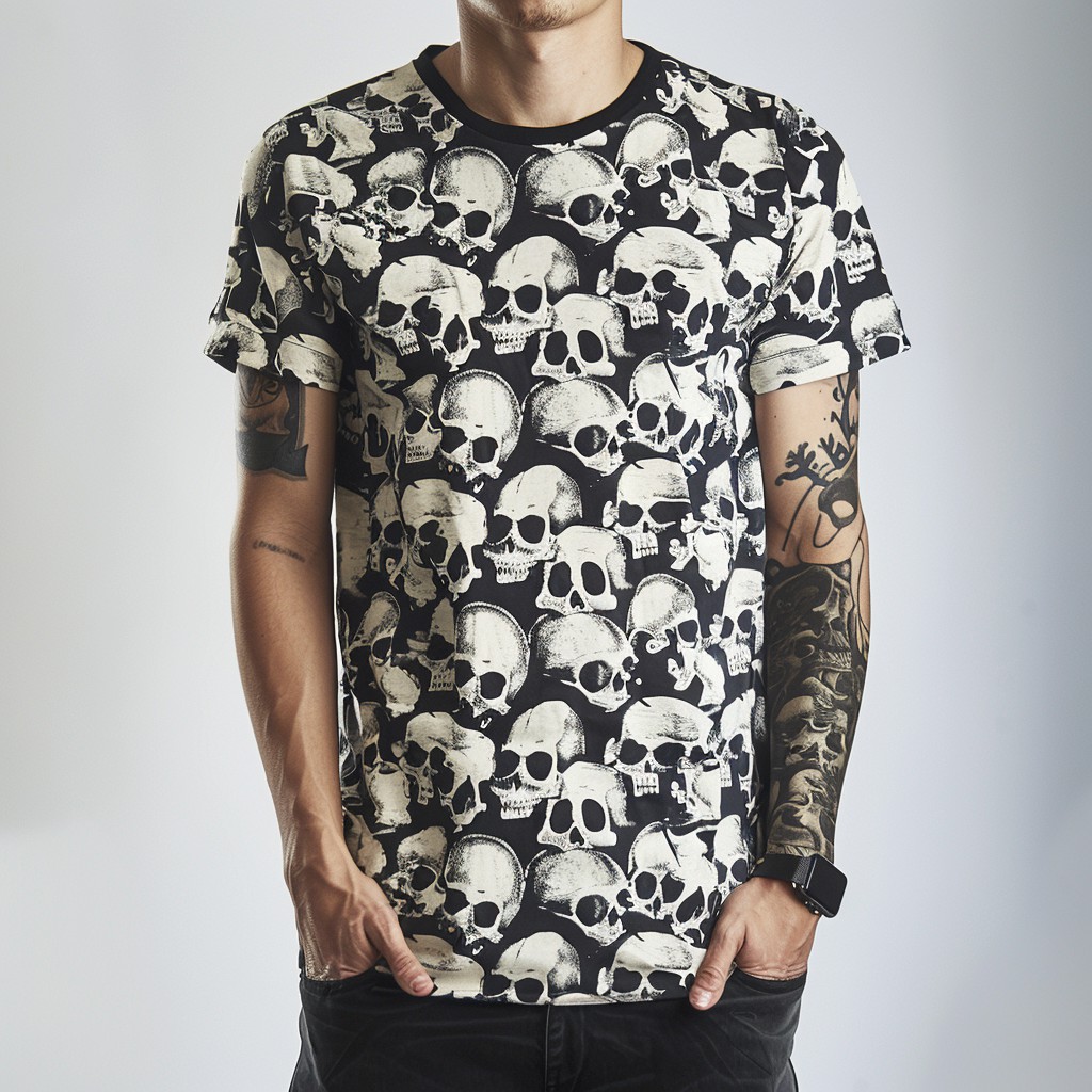 Street Fashion Skull Print Round Neck T-Shirt