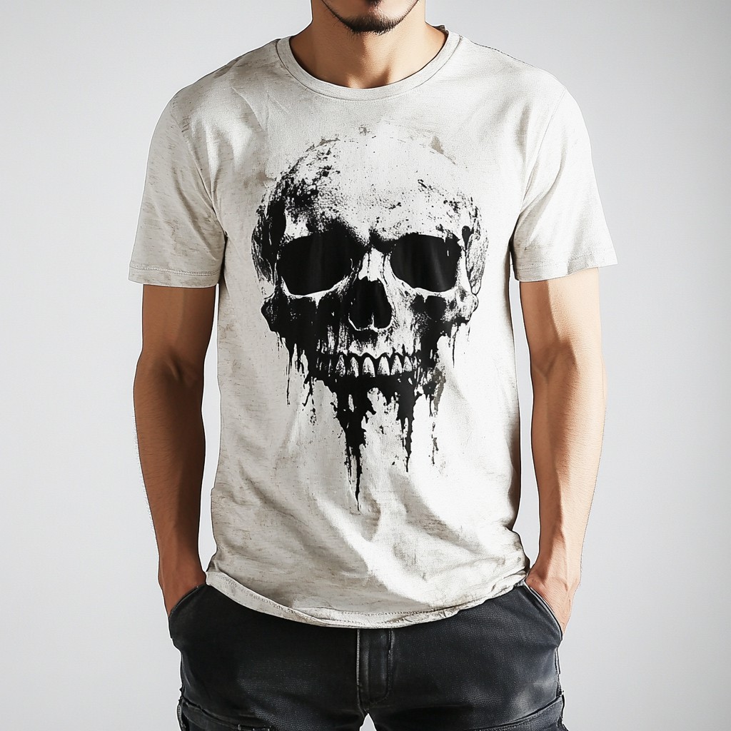 Street Fashion Skull Print Round Neck T-Shirt