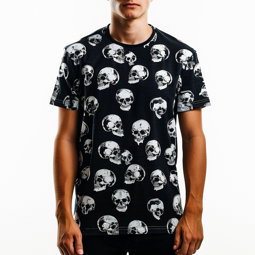 Street Fashion Skull Print Round Neck T-Shirt