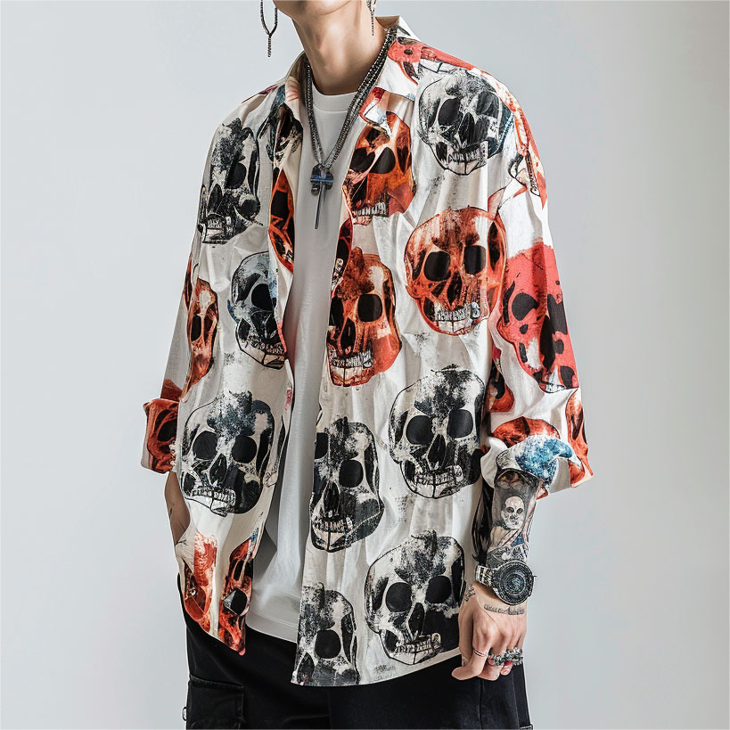 Men's Classic Skull Print Shirt