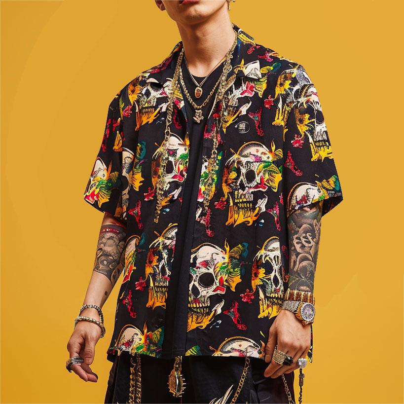 Men's Classic Skull Print Shirt