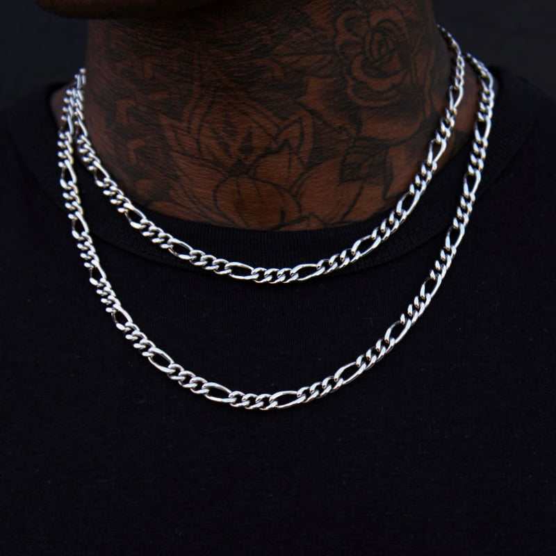 Figaro Link Chain in White Gold - 5mm