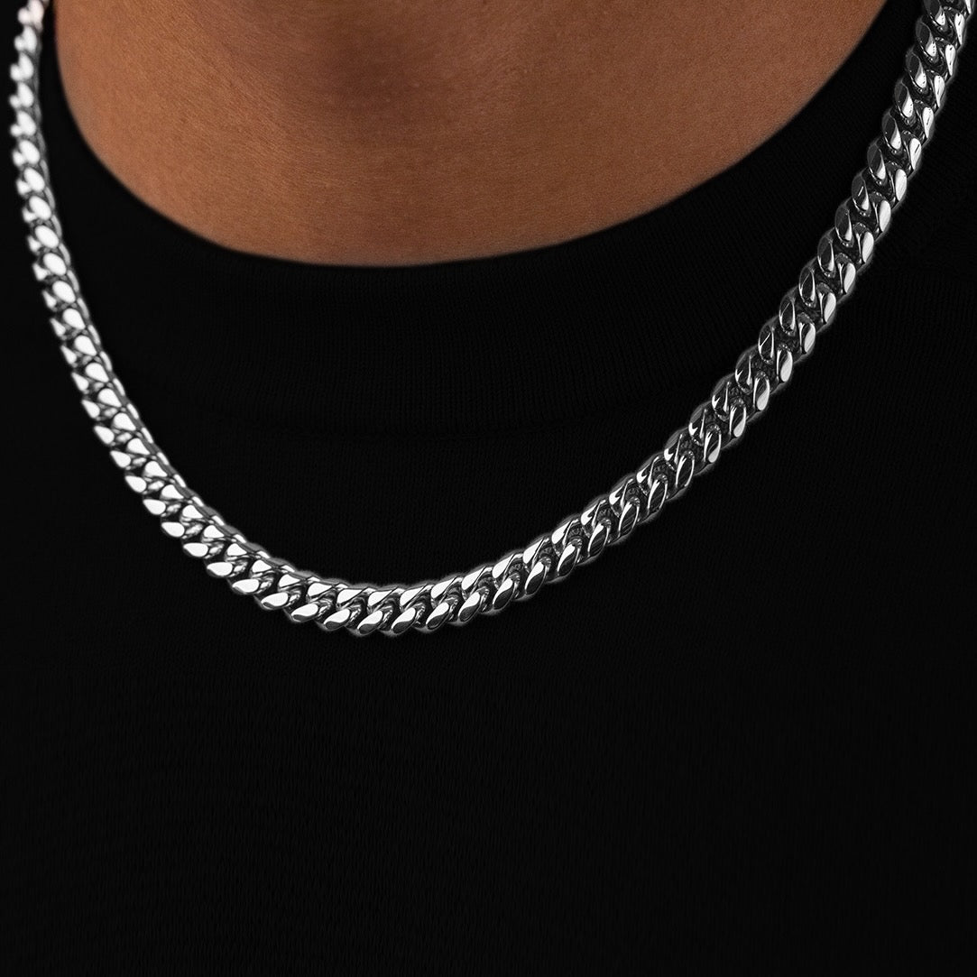 Miami Cuban Link Chain in White Gold- 8mm