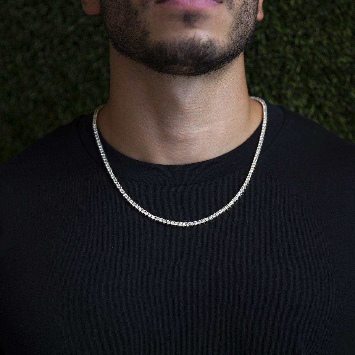 Round Cut Tennis Necklace in Yellow Gold - 3mm