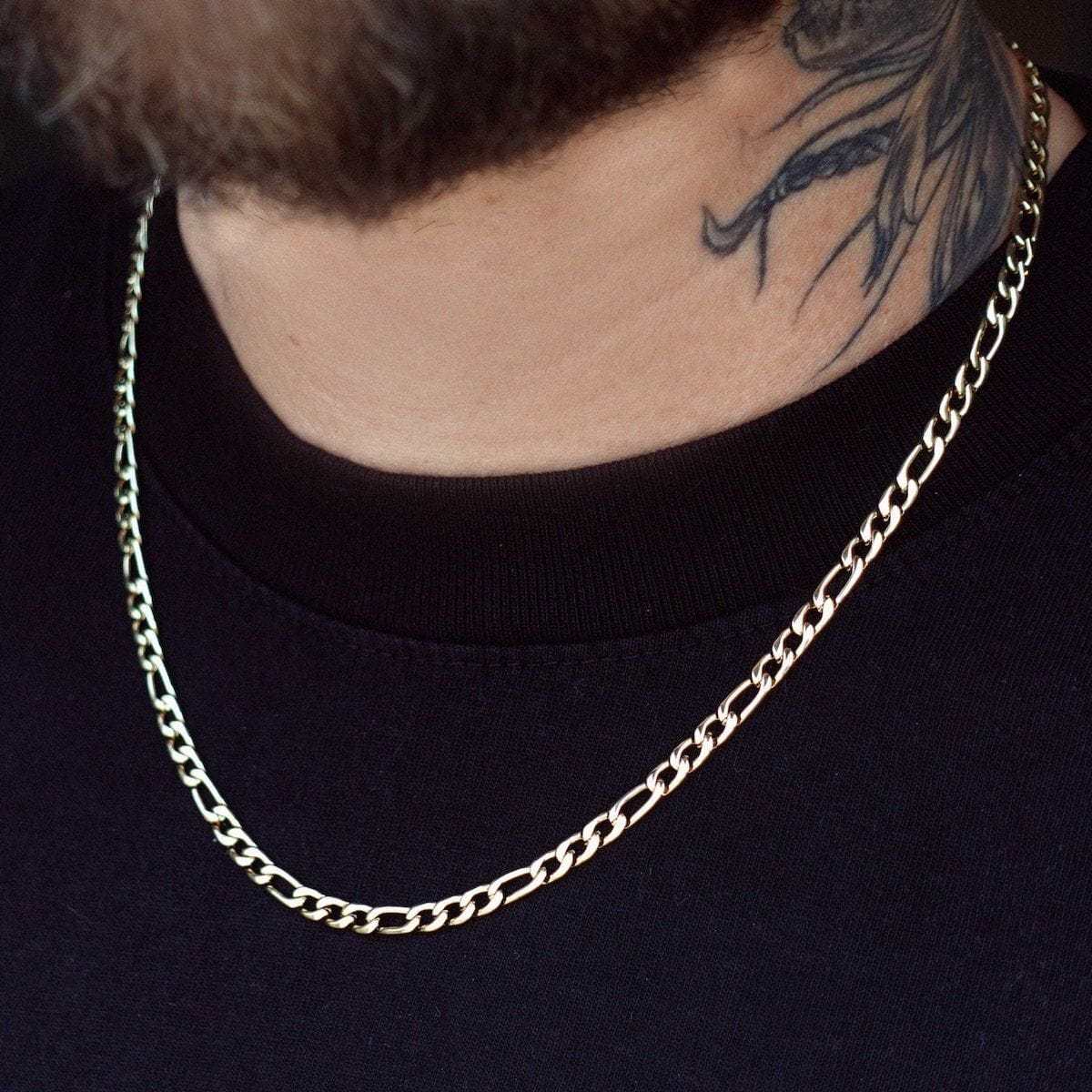 Figaro Link Chain in Yellow Gold- 4mm