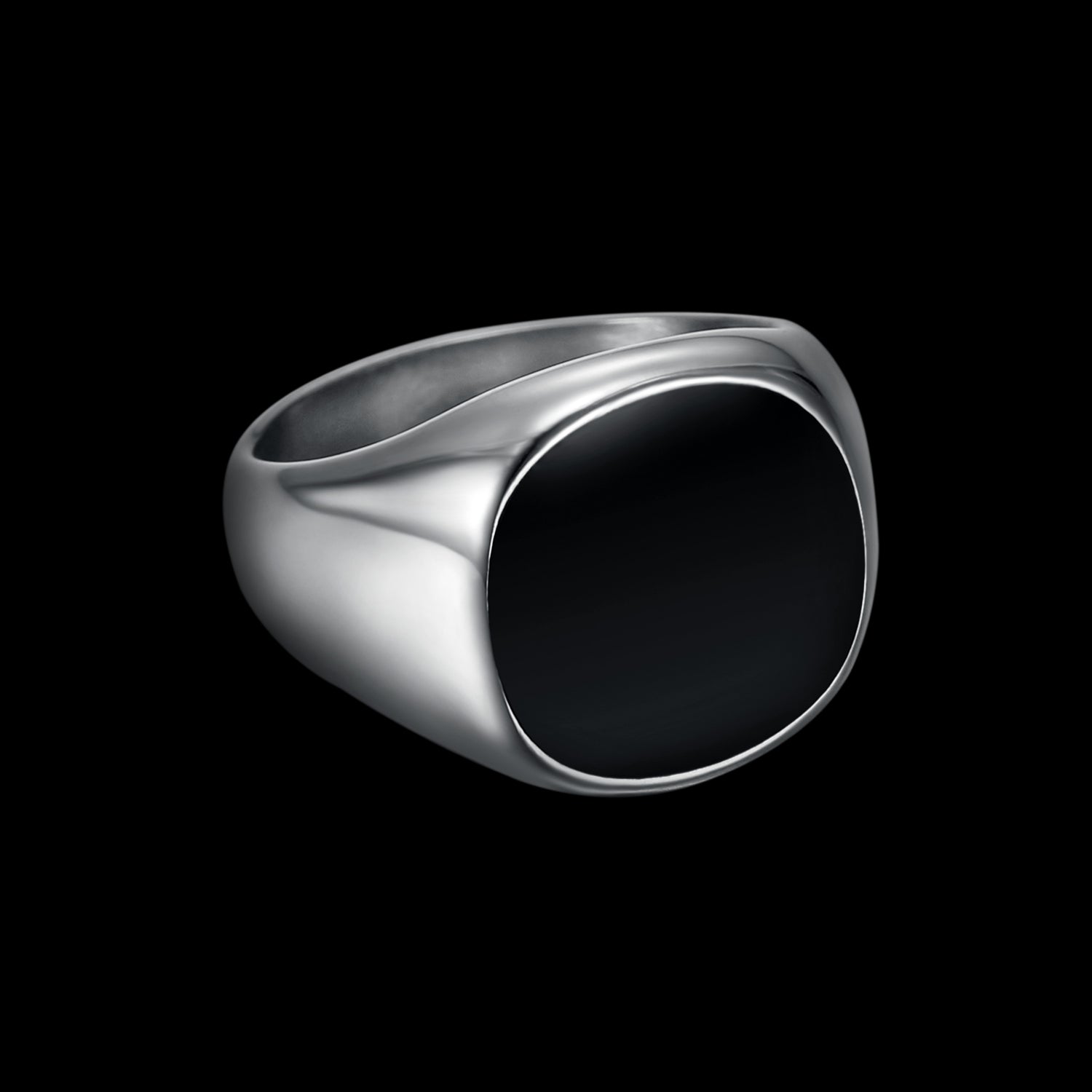 ONYX RING SILVER AND GOLD