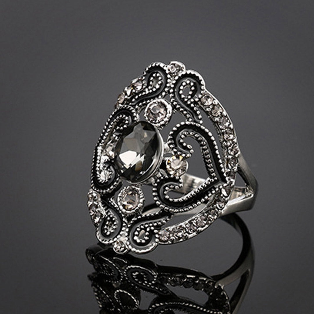 Sterling Silver Hollow Gemstone Gothic Engagement Ring For Women