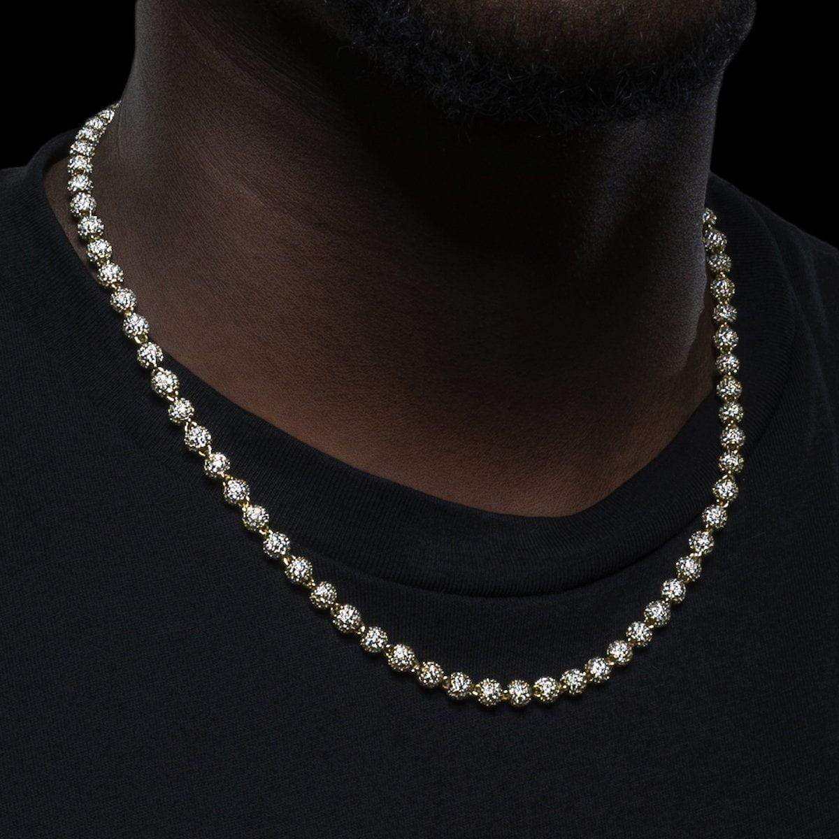 Iced Ball Chain in Yellow Gold - 4mm