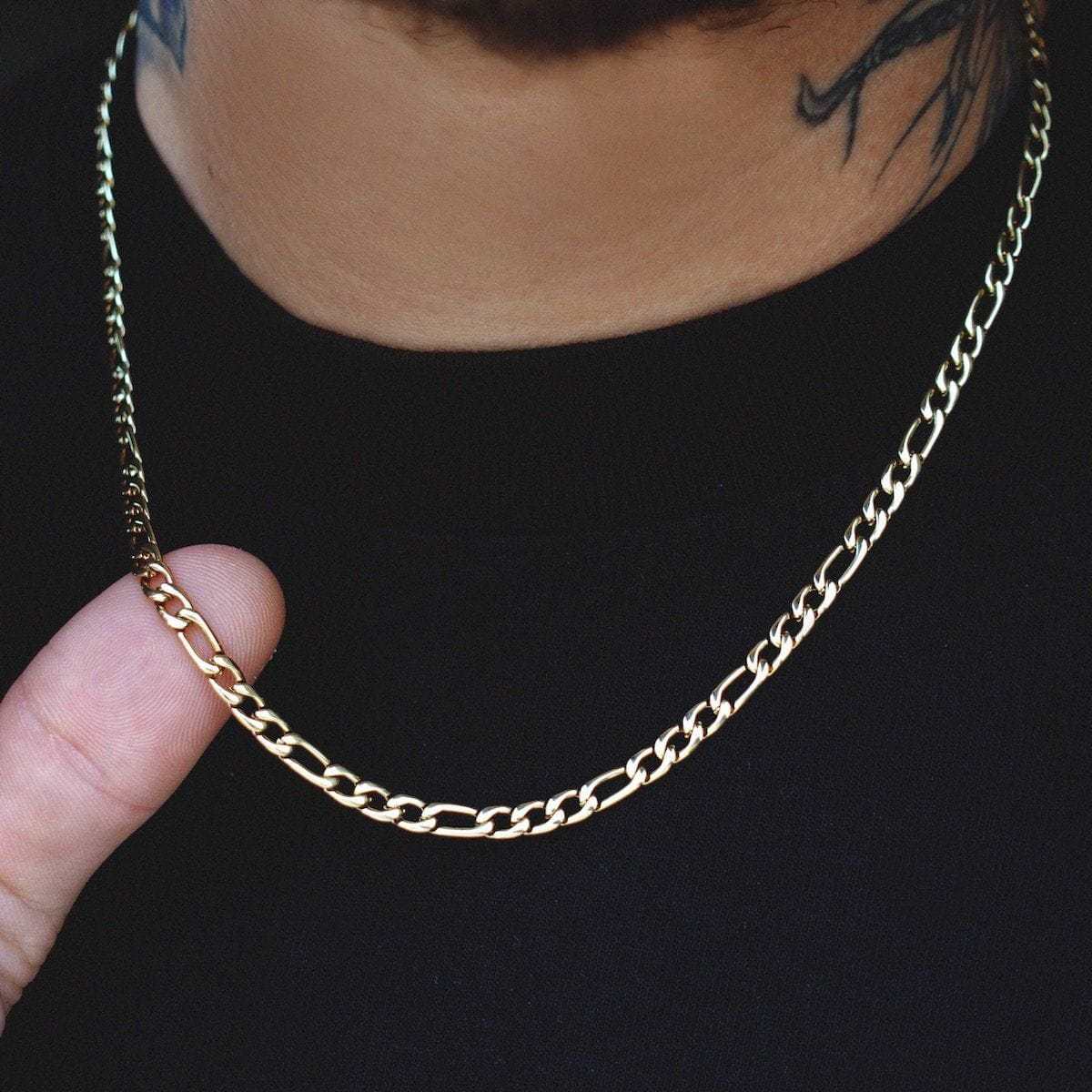 Figaro Link Chain in Yellow Gold- 4mm